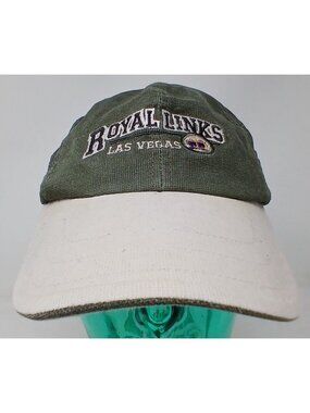 Royal Links Las Vegas Green & Beige Distressed Golf Hat Imperial Adj Strap #D-15